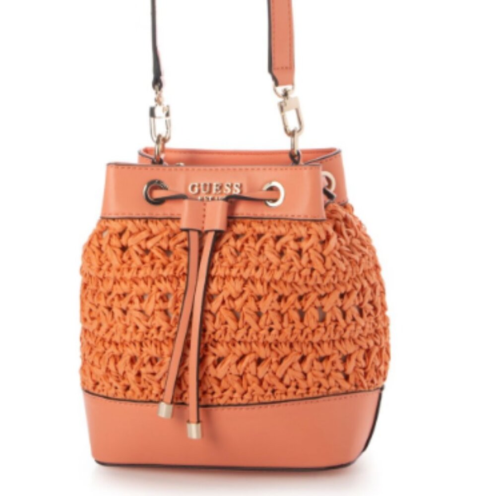 GUESS LIGURIA CROCHET STRAW BUCKET BAG - BRAND NEW with original DUST BAG - CORA